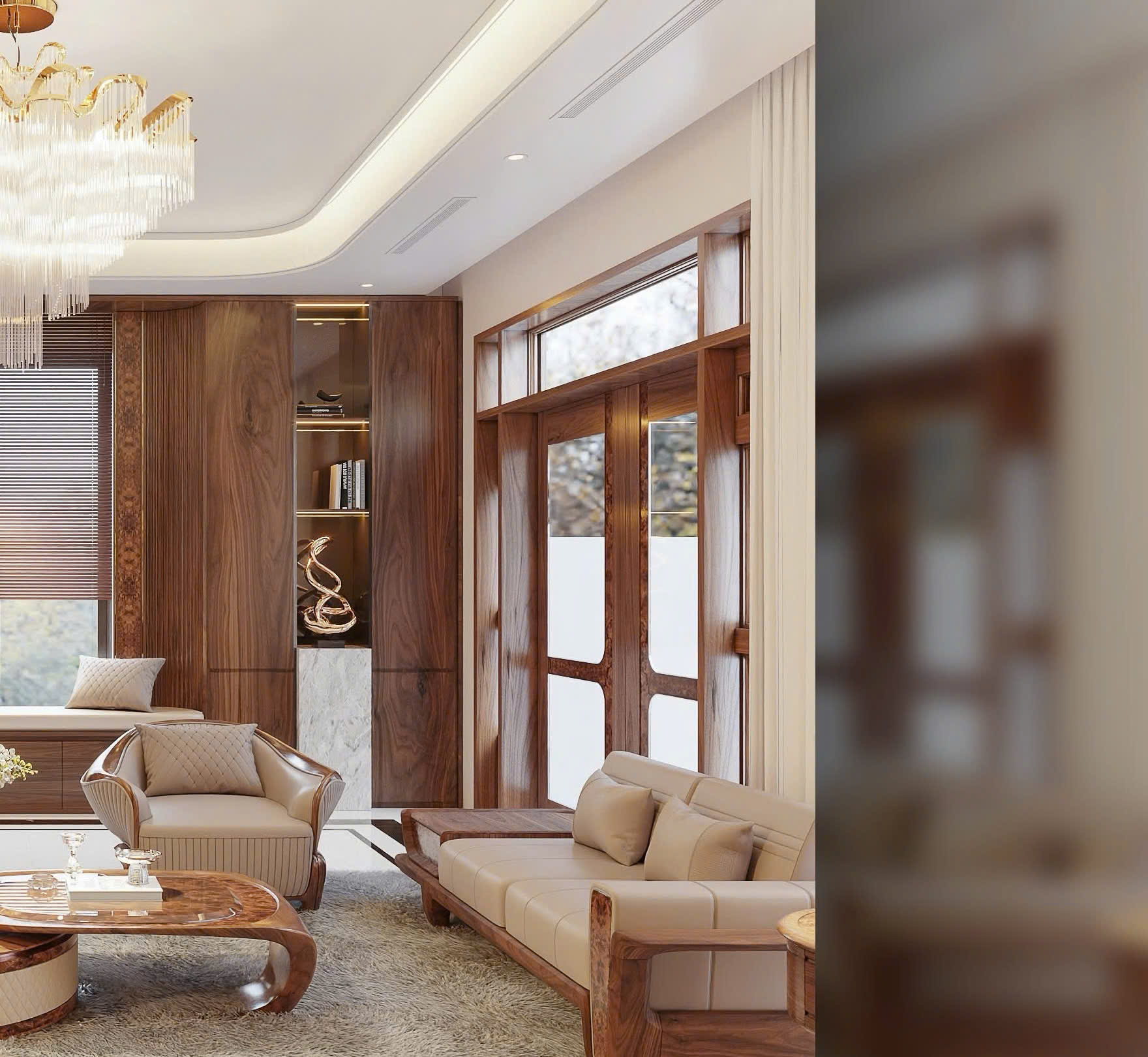 Sofa gỗ óc chó 1